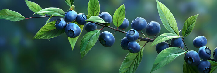 a handful of fresh and delicious blueberry on white background,
