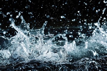 Abstract splashes of water on a black background