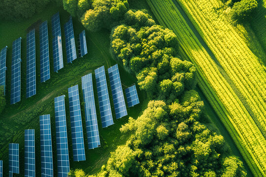 A vibrant solar farm with cutting-edge energy storage units, renewable energy generation and advanced storage technologies for sustainability.