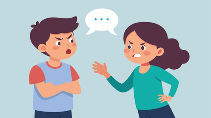Fototapeta premium A heated argument between siblings with one using assertive communication to set boundaries and the other using active listening to acknowledge