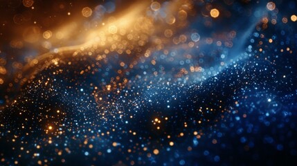 Celebration in blue and gold, glittering bokeh effect, a canvas of luxury for festive occasions, Christmas to birthdays, a joyful radiance, AI Generative