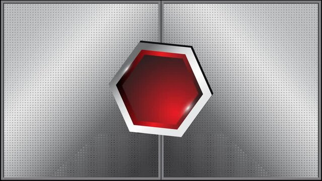 hexagon box button green screen background with fire
