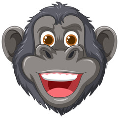 Vector graphic of a smiling chimpanzee face - obrazy, fototapety, plakaty