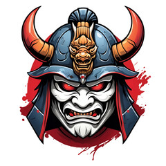 Samurai Armor Helmet Head mascot vector for esport team