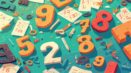 Math count number game illustration 2d flat cartoon - obrazy, fototapety, plakaty