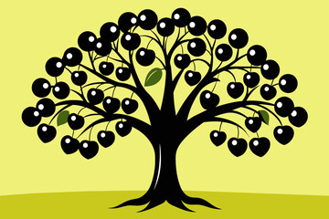 Black cherry tree vector design