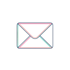A neon envelope icon on a Transparent Background