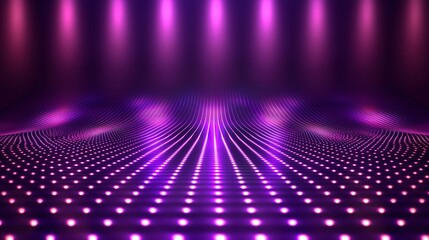 Obraz premium disco stage. purple dots on the dark floor background.