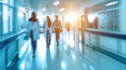 Blurred motion of nurses working in PACU unit. with copy space image. Place for adding text or design.