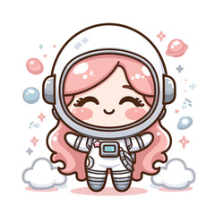 set of cartoon astronaut