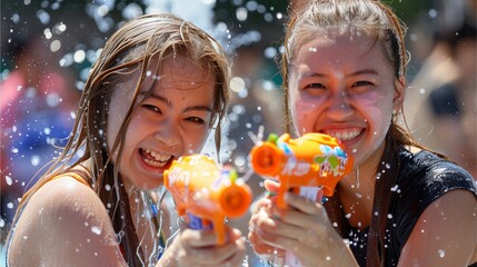 Playing in the water. During the Songkran festival.