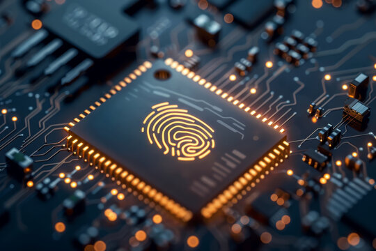 A computer chip with a fingerprint on it