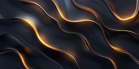 Luxury abstract background with golden lines on dark, modern black backdrop concept 3d style AI-generated Image