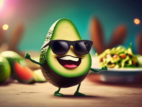 Funny Avocado in Sunglasses