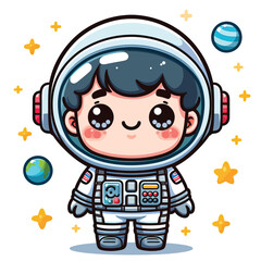 set of cartoon astronaut