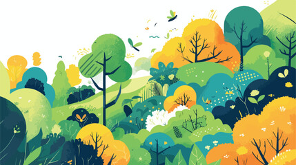 Fototapeta na wymiar Nature design with bush and bug illustration 2d fla