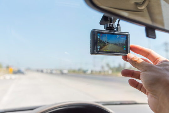  Closeup to dash camera in the car