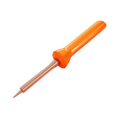 An orange screwdriver with a black handle