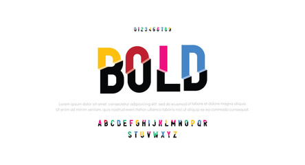 Bold Modern abstract digital alphabet font. Minimal technology typography, Creative urban sport fashion futuristic font and with numbers. vector illustration