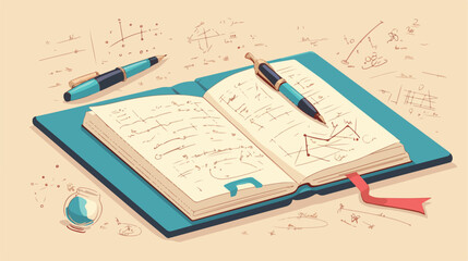 Notebook with formulas. Vector illustration noteboo