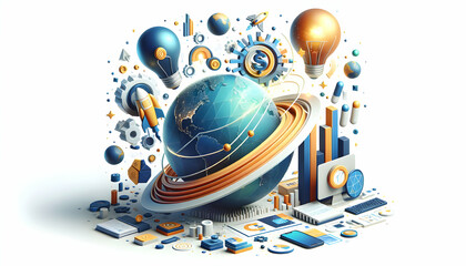 3d flat icon as Strategic Summit Banner showing a mountaintop meeting symbolizing strategic business planning. in financial growth and innovation abstract theme with isolated white background ,Full de