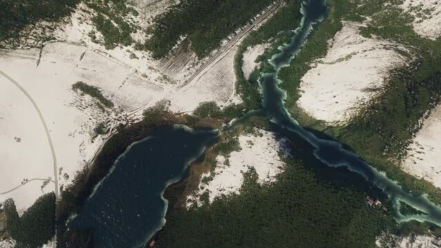 Top aerial view of Chemal Dam in Altai Republic. Russia