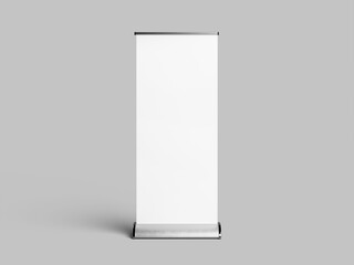 Front View White Blank Roll Up Banner Mockup Display