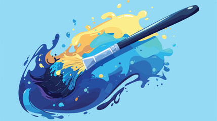 Paint brush line icon 2d flat cartoon vactor illust - obrazy, fototapety, plakaty