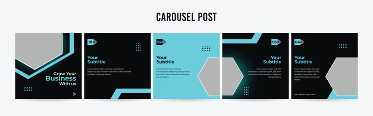 Editable Instagram Carousel Post Layout Set, Social Media Marketing microblog template design, tips & tricks linkedin post template, eps 10.