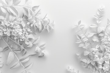 Two Black and White Images of Flowers and Leaves