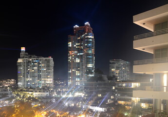 Skyline at Night in Miami South Beach, Florida