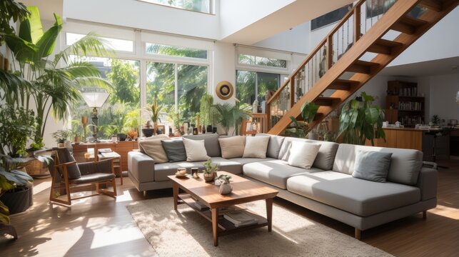 Bright and Airy Living Room With Plants