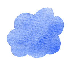 Bright Blue Watercolor Cloud isolated on white background. Hand Drawn and Painted speech bubble - 775587560
