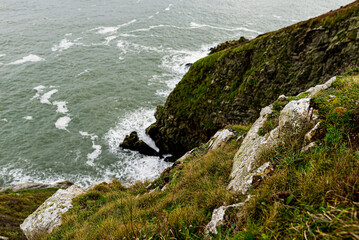 Howth Cliffs, Dublin, Ireland. Cloudy landscape with Ireland coastline and North Sea. Howth Cliffs...