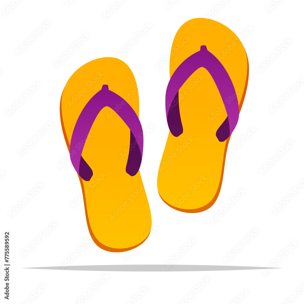 Wall mural beach flip flops vector isolated illustration