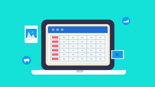 Social media marketing software app, post schedule monthly plan, organiser calendar, content development and targeting online audience strategy, business solution video animation concept.
