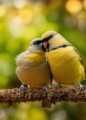 2 birds kiss each other with love 