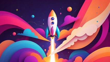Rocket Launch Abstract Start-Up Growth Concept