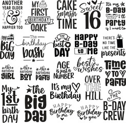 Fototapeta premium Set of Birthday-Themed Word Art Designs