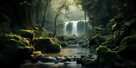 Foto op Plexiglas waterfall in the forest © Ahsan