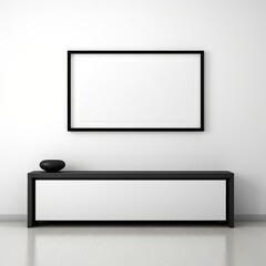 Black and white interior with a blank picture frame