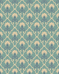 seamless pattern with blue floral ornament vector illustration