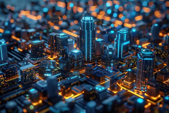 Use 3D technology to visualize a futuristic world where communication is done solely through the internet
