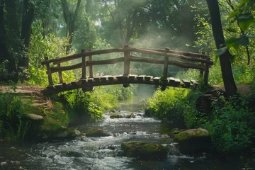  Wooden Bridge Over Stream in Forest © Cool Free Games