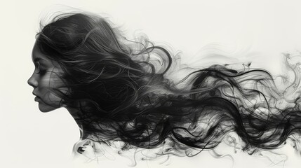 Graceful Silhouette Portraiture - Fine Lines, Delicate Curves Generative AI