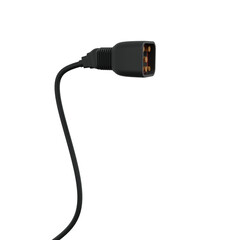 The black color charger plug side veiw for electric verhicle concept, charger plug for ev battery idea, the blank charger model.