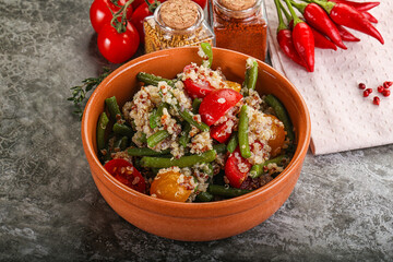 Vegan boiled quinoa with vegetables