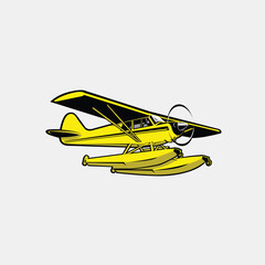 Sea plane vector art isolated. Small amphibious plane vector art silhouette illustration © bonky