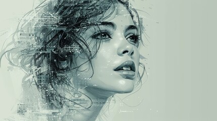 Fototapeta premium ASCII Art Depicting an Elegant Woman's Portrait Generative AI