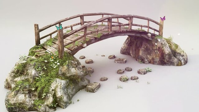 white background with  highly detailed  render of a bridge isolated. seamless looping overlay 4k virtual video animation background